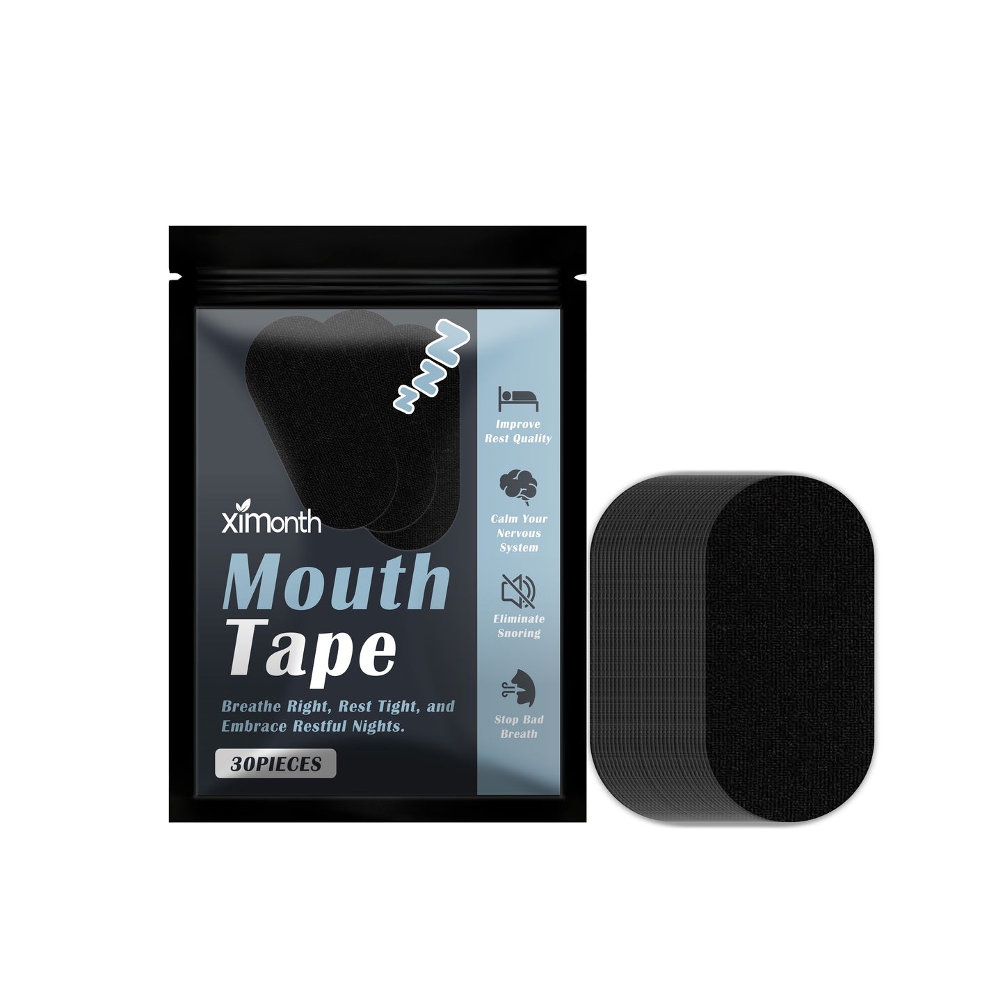 Vesper sleep mouth tape — 30 soft black fabric strips